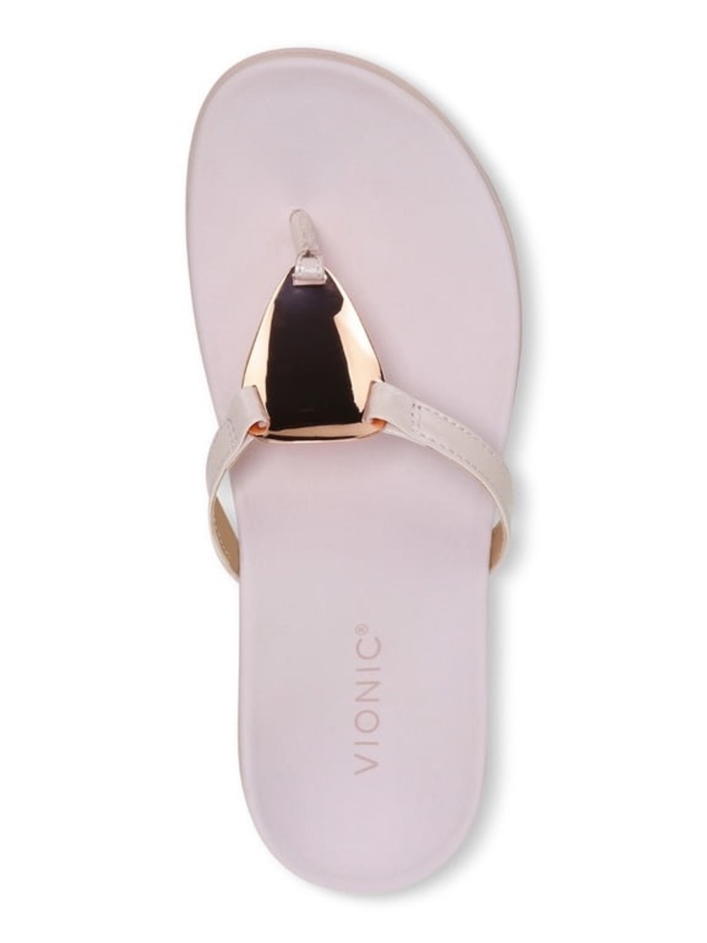 Vionic Blush Patent Thong Sandal with Gold Medallion - Picture 2 of 7